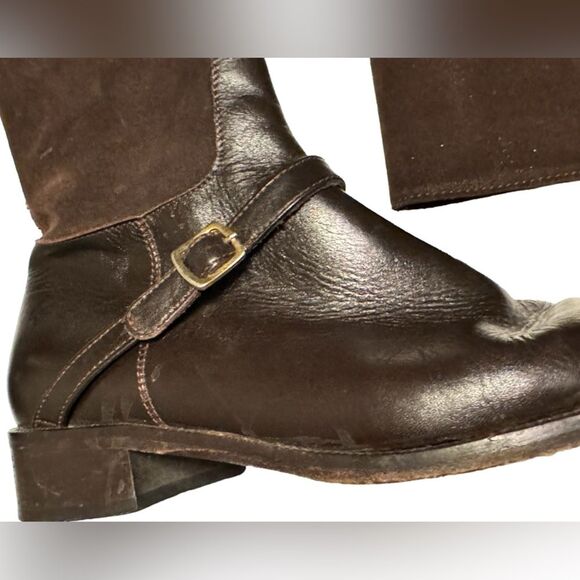 Vintage Colin Stuart Italy Black Brown Suede Equestrian Boots Women’s 7 - Picture 4 of 10